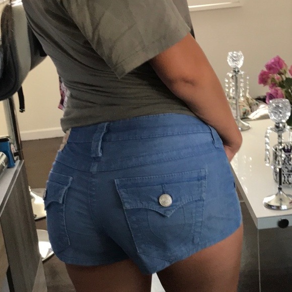 True Religion Joey Blue Booty Shorts S 